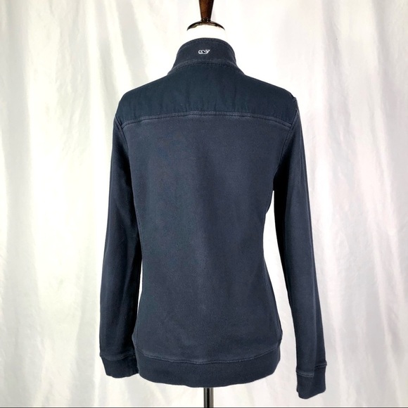 Vineyard Vines navy quarter zip sweatshirt pullover woven cotton shoulders XS - Picture 5 of 10